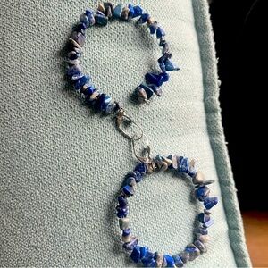 Blue Stone Hoop Earrings